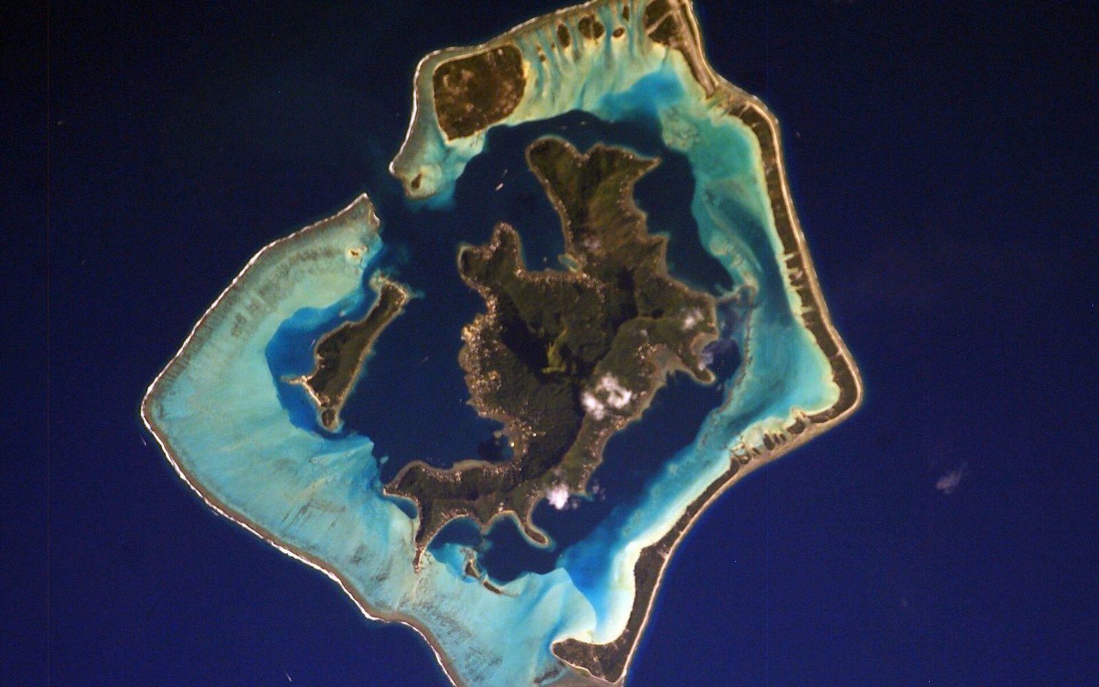 Bora Bora from orbit — Papeete flight from LAX