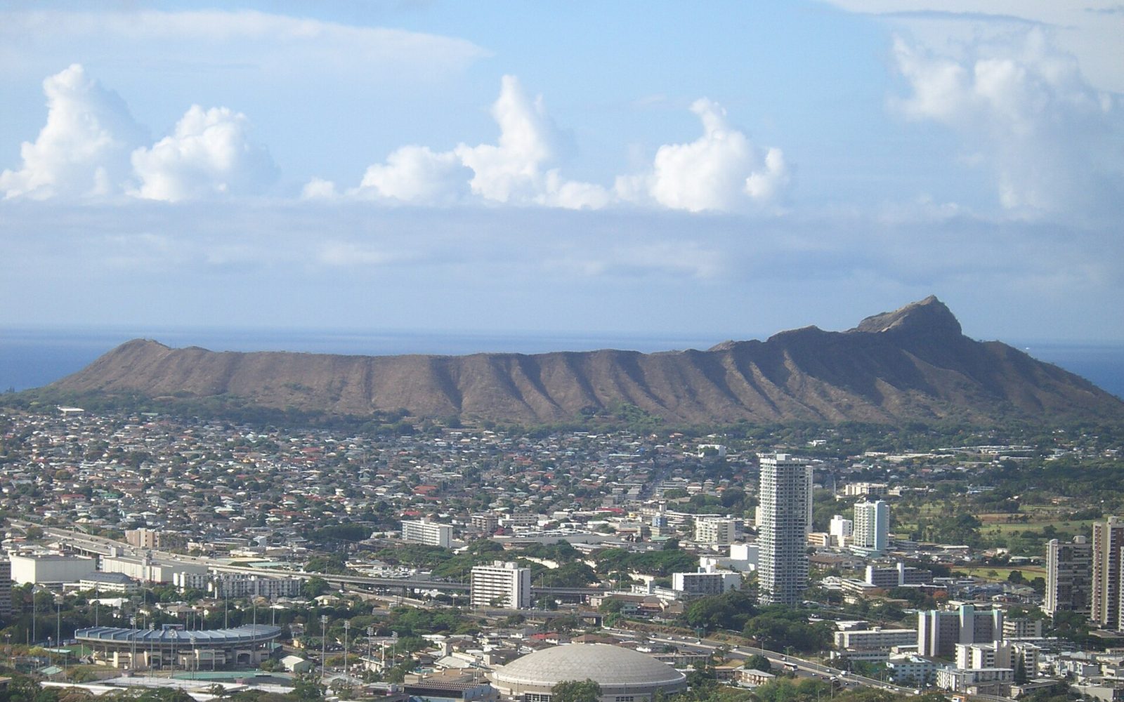 Diamond Head from Round Top — Honolulu flight from LAX