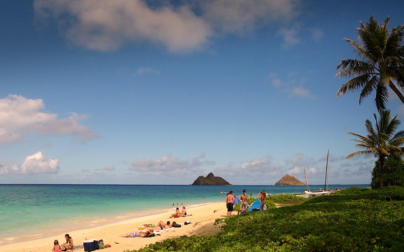 Lanikai Beach, windward Oahu — Honolulu flight from SEA