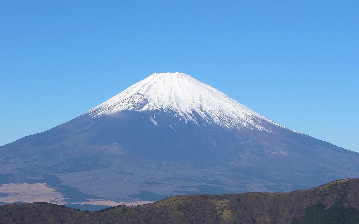 Mt. Fuji from Ōwakudani — Tokyo Narita flight from LAX
